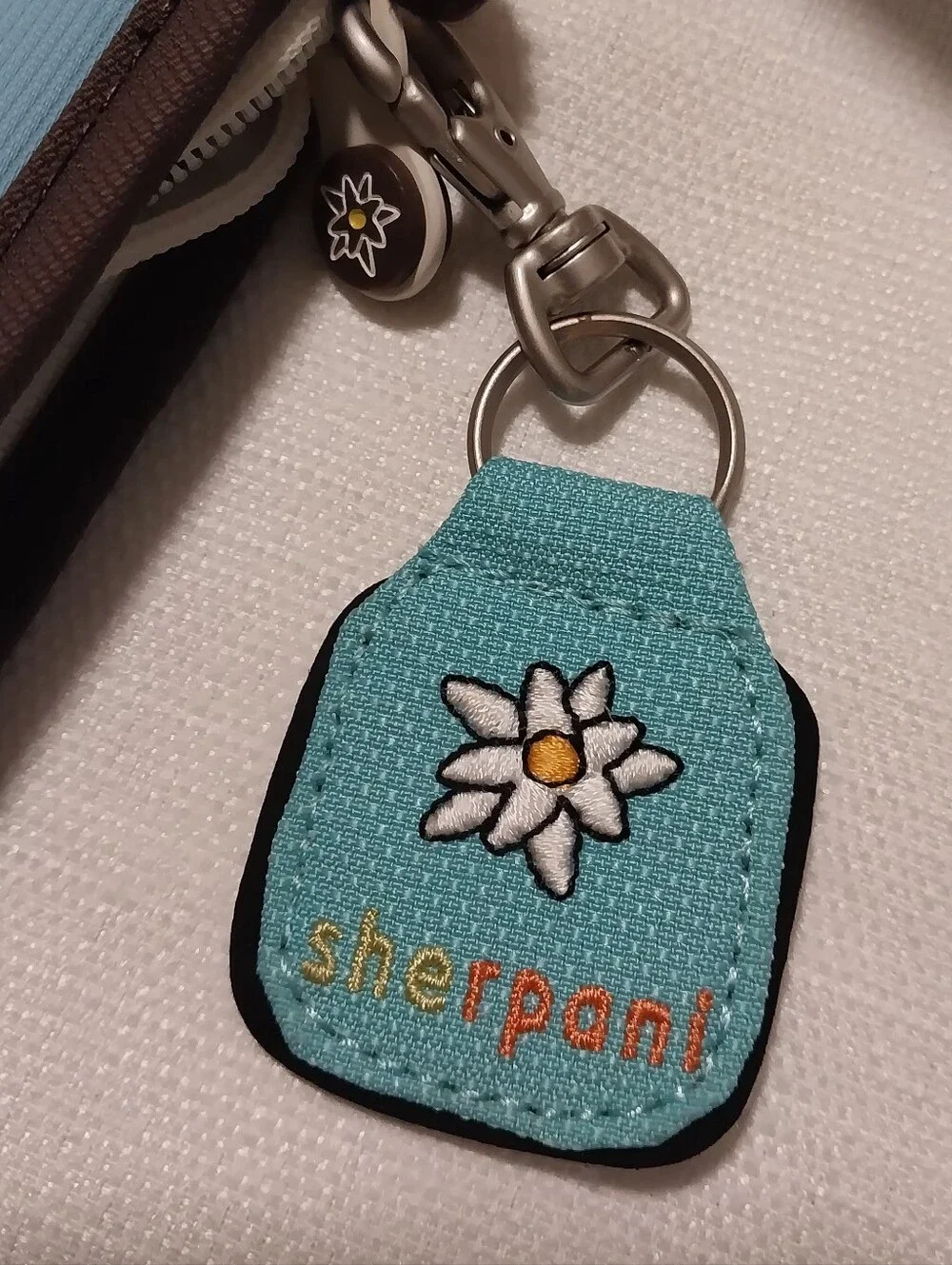 Sherpani Zoe Blue & Brown Zippered Travel Wallet with Strap & Keychain NWOT